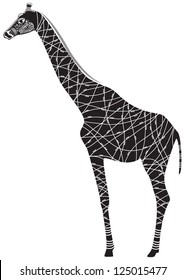 Vector illustration of a tribal animal - Giraffe - in graphic style