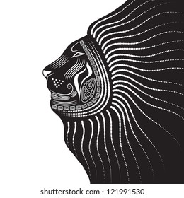 Vector illustration of a tribal animal - Lion - in graphic style