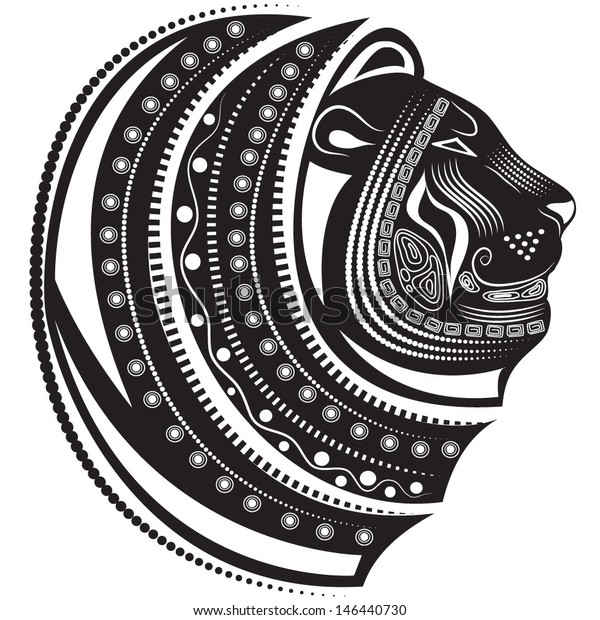 Vector Illustration Tribal Animal Lion Head Stock Vector (Royalty Free