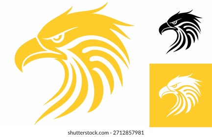 Ilustración vectorial de una silueta de logotipo de diseño de tatuaje de cabeza de águila tribal