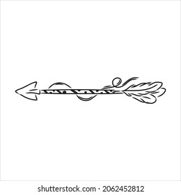 Vector illustration with tribal frame with ethnic arrows and feathers. American indian motifs. Boho style.