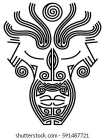 The vector illustration of tribal mask.
