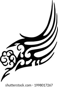 Vector illustration tribal tattoo wings isolated on white background