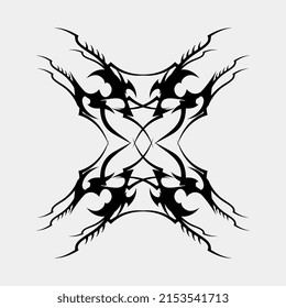vector illustration of tribal tattoos sharp symmetrical mandala sharp black for decoration