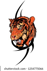 vector illustration of a tribal tiger tattoo