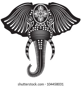 Vector Illustration Of A Tribal Totem Animal - Elephant - In Graphic Style