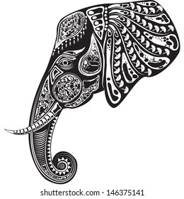 Vector illustration of a tribal totem animal - Elephant - in graphic style