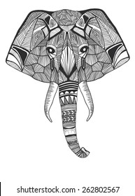 Vector illustration of a tribal totem animal - Elephant - hand drawn style