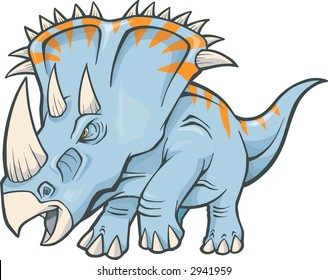 Vector Illustration of a Triceratops Dinosaur