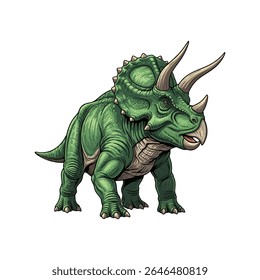 vector illustration of a triceratops dinosaur on a white background