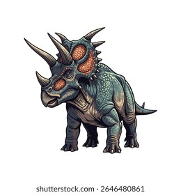 vector illustration of a triceratops dinosaur on a white background