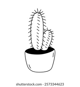 Ilustração vetorial de um Trichocereus no estilo doodle. Isolar em um plano de fundo branco