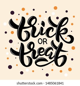 Vector illustration trick or treat for card, invintation, sticker, banner. Template lettering typography poster