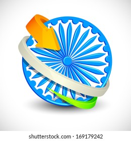 vector illustration of Tricolor Arrow around Ashoka Chakra