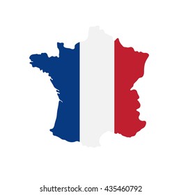 vector illustration of  tricolor flag France on the map