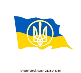 Vector Illustration of Trident, Stand with Ukraine flag Sign