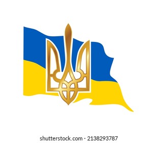 Vector illustration of Trident, Stand with Ukraine flag Sign