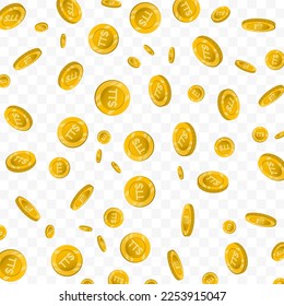 Vector illustration of Trinidad and Tobago Dollar currency. Flying gold coins on transparent background (PNG).