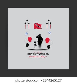 Vector illustration of Trinidad and Tobago Independence Day social media story feed mockup template