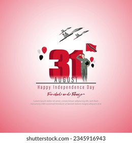 Vector illustration of Trinidad and Tobago Independence Day social media story feed mockup template