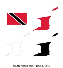 vector illustration of Trinidad and Tobago map and flag