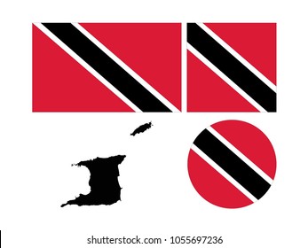 vector illustration of Trinidad and Tobago map and flags  