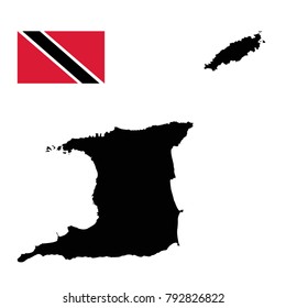 vector illustration of Trinidad and Tobago map and flag