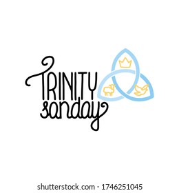 Vector Illustration Of Trinity Sunday. Trinity Sunday Is The First Sunday After Pentecost In The Western Christian Liturgical Calendar, And The Pentecost Or Troitsa In Eastern Christianity.