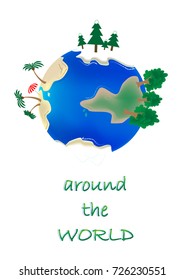 vector illustration trip around the world concept isolated on the white background vertical, text