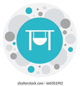 Vector Illustration Of Trip Symbol On Fire Pot Icon. Premium Quality Isolated Pan On Bonfire Element In Trendy Flat Style.