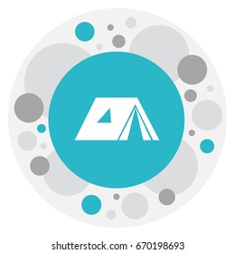 Vector Illustration Of Trip Symbol On Tabernacle Icon. Premium Quality Isolated Shelter Element In Trendy Flat Style.