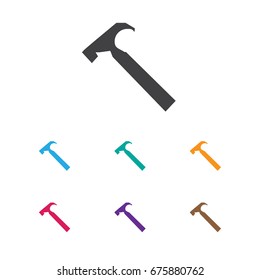 Vector Illustration Of Trip Symbol On Hammer Icon. Premium Quality Isolated Handle Hit Element In Trendy Flat Style.
