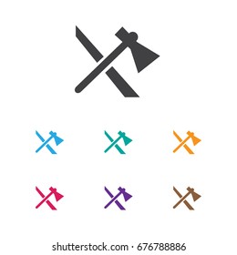 Vector Illustration Of Trip Symbol On Tomahawk Icon. Premium Quality Isolated Axe Element In Trendy Flat Style.