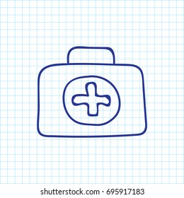 Vector Illustration Of Trip Symbol On First Aid Doodle. Premium Quality Isolated Medical Kit Element In Trendy Flat Style.