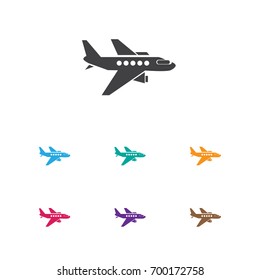 Vector Illustration Of Trip Symbol On Aircraft Icon. Premium Quality Isolated Plane Element In Trendy Flat Style.