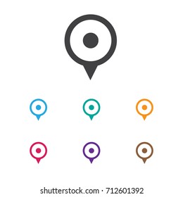 Vector Illustration Of Trip Symbol On Pin Icon. Premium Quality Isolated Location Element In Trendy Flat Style.