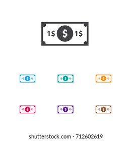 Vector Illustration Of Trip Symbol On Dollar Icon. Premium Quality Isolated Greenback Element In Trendy Flat Style.