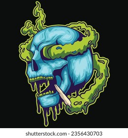 vector  illustration of trippy skull , perfect for sticker , logo , tshirt and merchandise