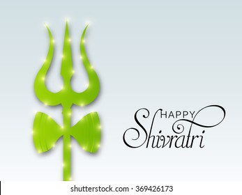Vector Illustration of Trishul with Happy Shivratri text for Shivratri, a Hindu festival celebrated of the God Shiva.