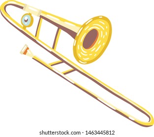 Vector illustration of a trombone. Classical musical instruments. Warm and golden colors.