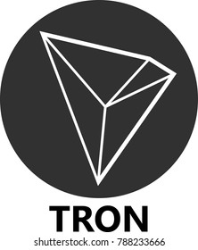 Vector Illustration Of TRON / TRX Cryptocurrency Coin / Virtual Money Icon / Logotype In Black And White