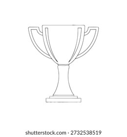 Vector illustration of a trophy cup award in black and white line art style, representing victory and success. This outline design is suitable for coloring books, logos, icons, and competition banners.