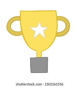Vector illustration trophy, cup. Hand drawn. Colored outlines.