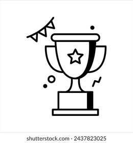 Vector Illustration Trophy Icon, Suitable for educational content, uiux assets, social media post assets, school flyers and presentations