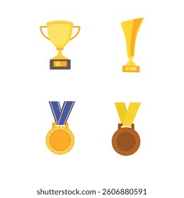 Vector illustration Trophy and Medal Award Icons