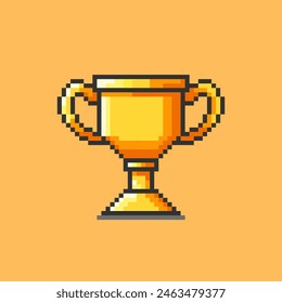 Vector Illustration of Trophy with Pixel Art Design, perfect for game assets themed designs