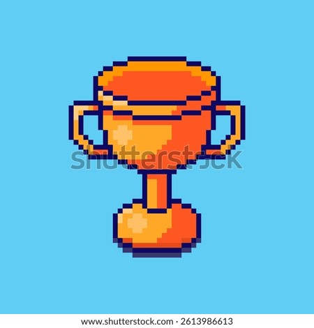 Vector Illustration of Trophy with Pixel Art Design, perfect for game assets themed designs