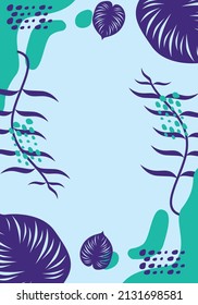 
vector illustration, tropical background in light blue color with copyspace for banner or others