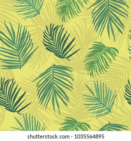  Vector illustration tropical background palm tree leaf seamless pattern