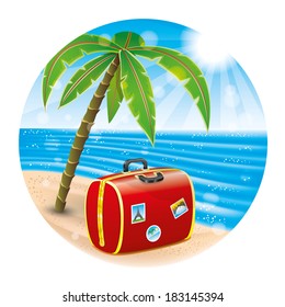 Vector illustration. Tropical beach.